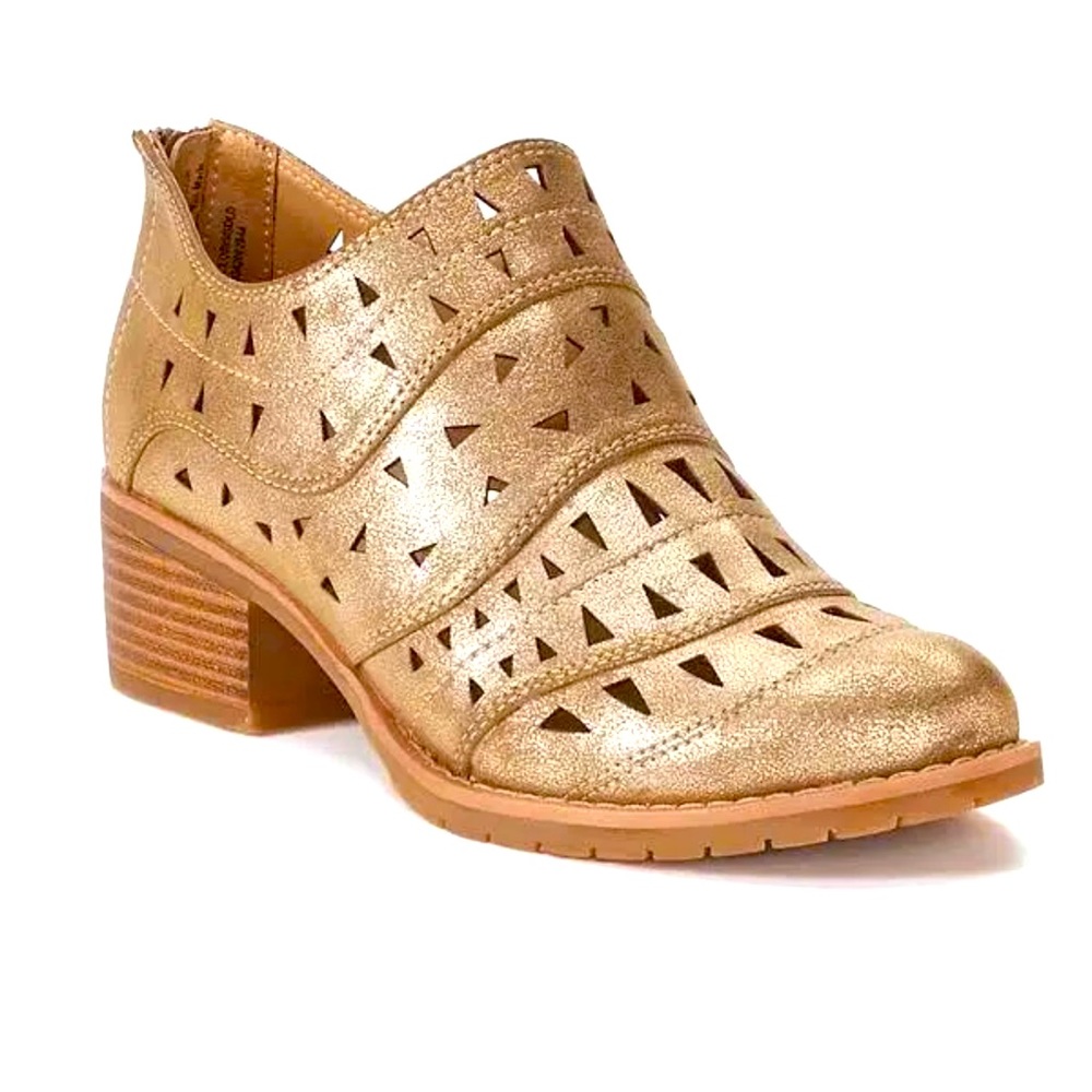 New Sonoma ankle booties 9.5 Cloris gold metallic laser cut
